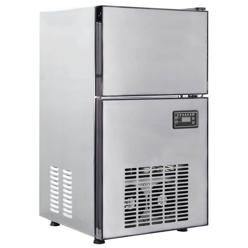 vidaXL Μηχάνημα πάγου σε κύβους με πόρτα Ασημί 43 x 40 x 71 εκ.