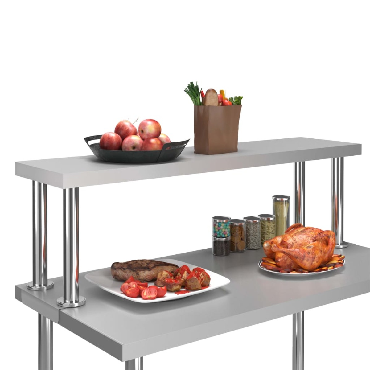 vidaXL Ράφι Επιτραπέζιο για Πάγκο Εργασίας 120x30x35 εκ. Ανοξ. Ατσάλι