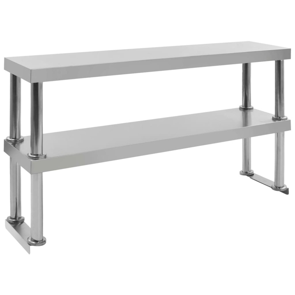 vidaXL Ράφι Επιτραπέζιο για Πάγκο Διώροφο 120x30x65 εκ. Ανοξ. Ατσάλι