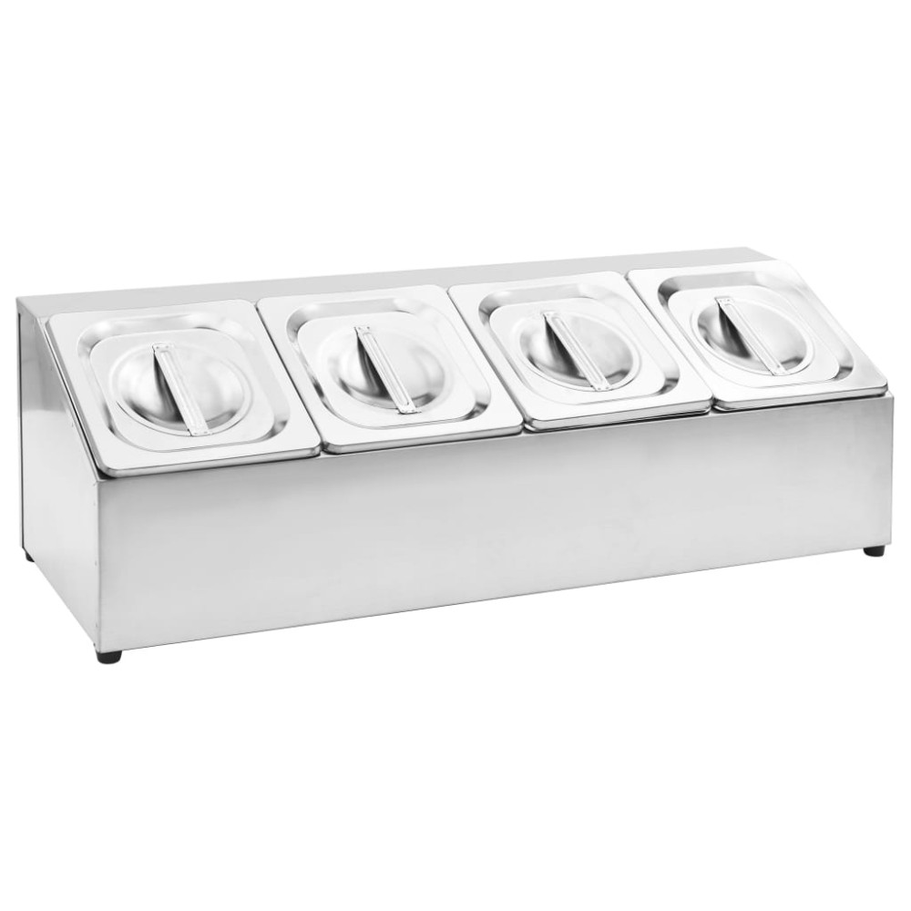 vidaXL Βάση για Λεκάνες Gastronorm με 4 Σκεύη GN 1/6 Ανοξείδωτο Ατσάλι