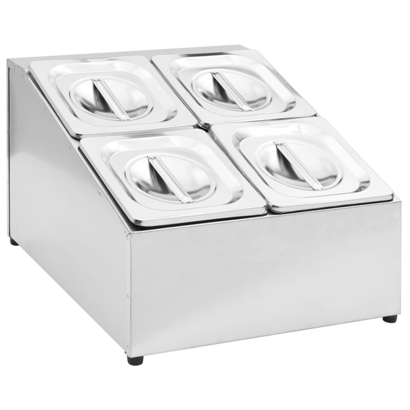 vidaXL Βάση για Λεκάνες Gastronorm με 4 Σκεύη GN 1/6 Ανοξείδωτο Ατσάλι