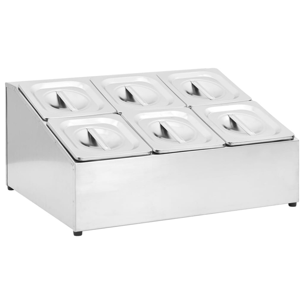 vidaXL Βάση για Λεκάνες Gastronorm με 6 Σκεύη GN 1/6 Ανοξείδωτο Ατσάλι