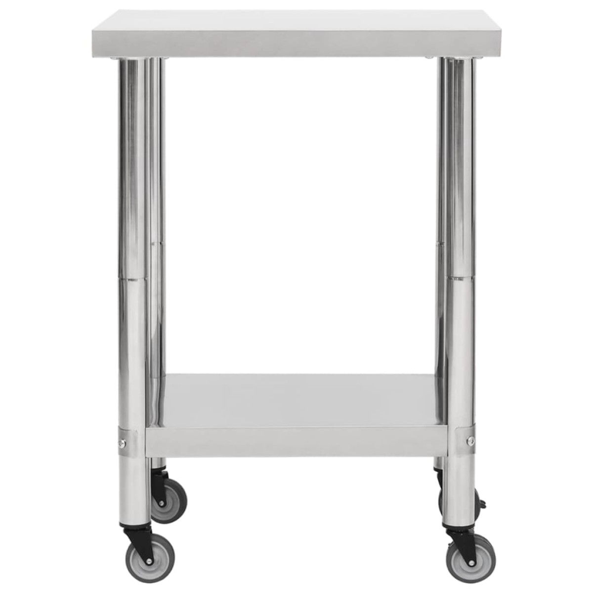 vidaXL Πάγκος Εργασίας Κουζίνας με Ροδάκια 60x45x85 εκ Ανοξείδ. Ατσάλι