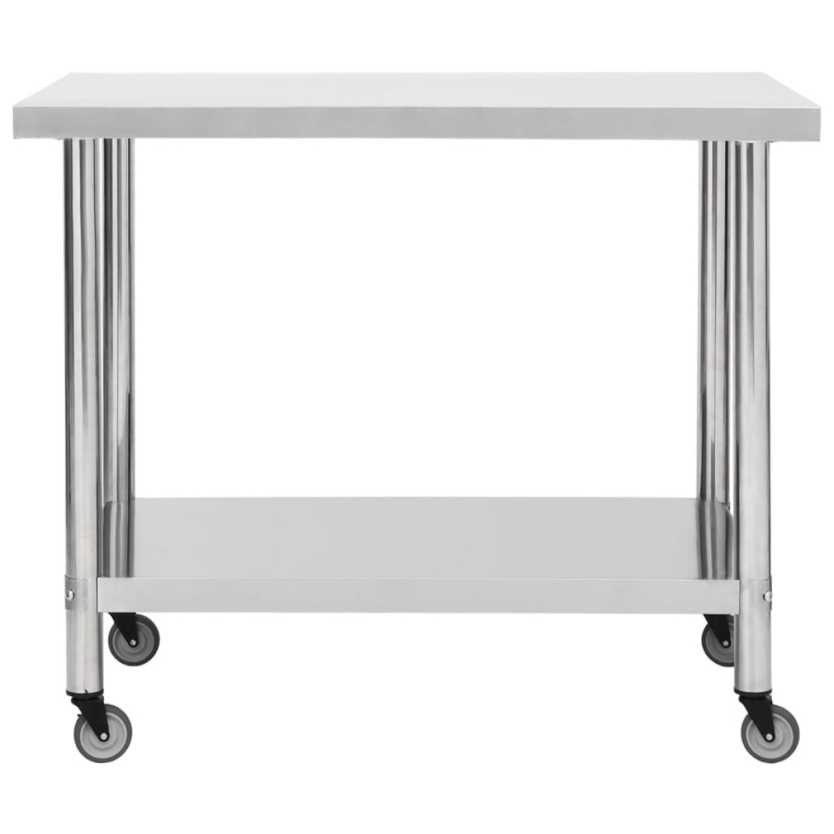 vidaXL Πάγκος Εργασίας Κουζίνας με Ροδάκια 100x60x85εκ Ανοξείδ. Ατσάλι