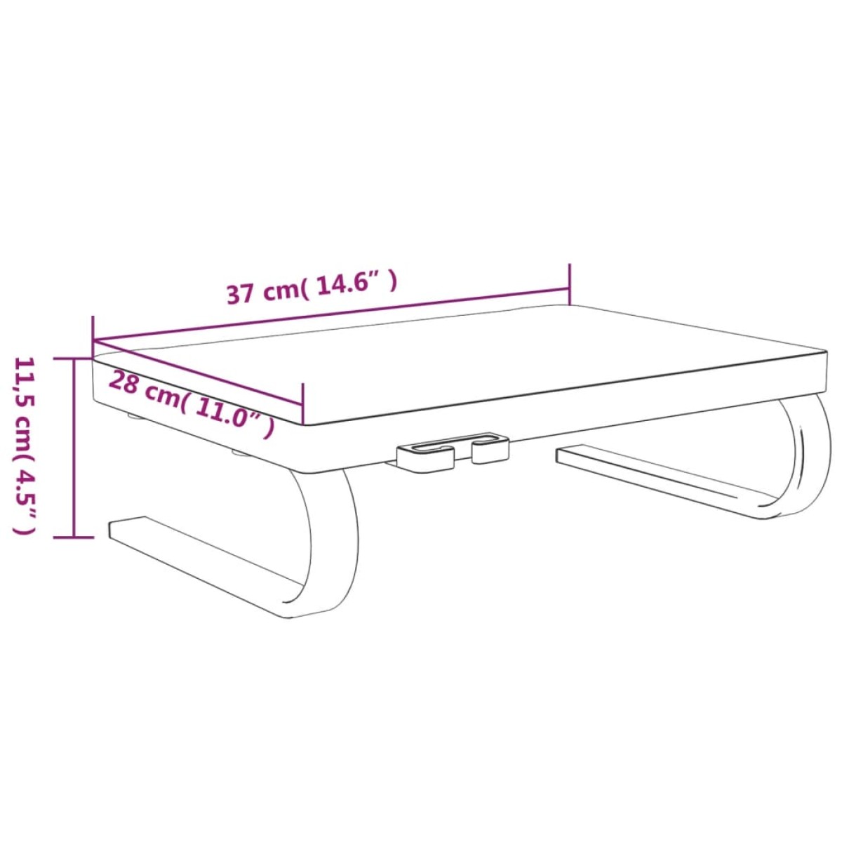 vidaXL Βάση Οθόνης Μαύρη 37x28x11,5 εκ.