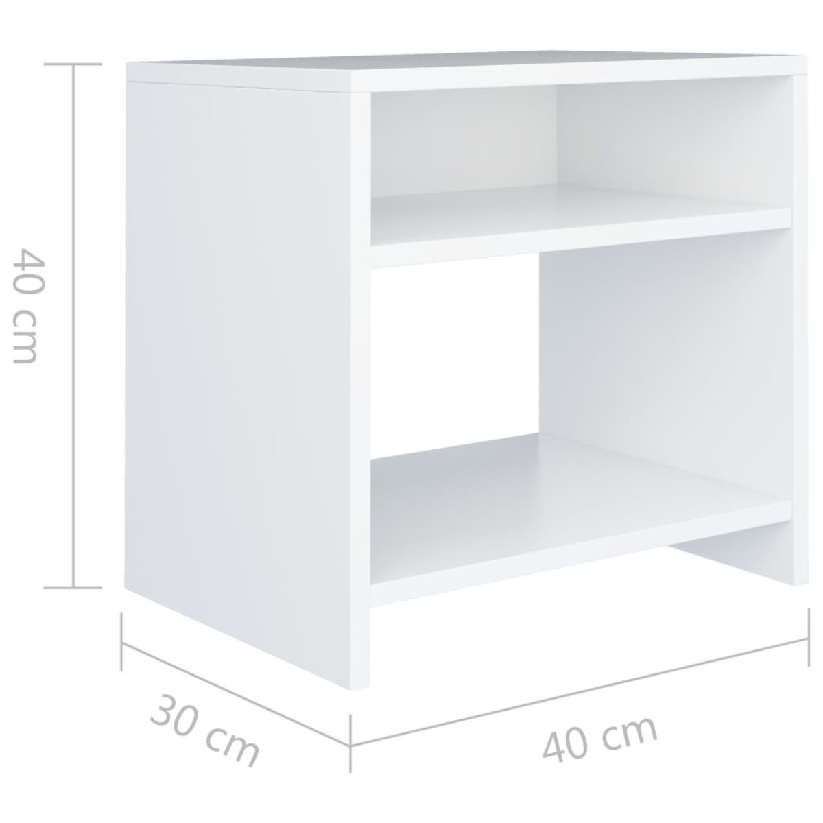 vidaXL Κομοδίνο Λευκό 40 x 30 x 40 εκ. από Μοριοσανίδα