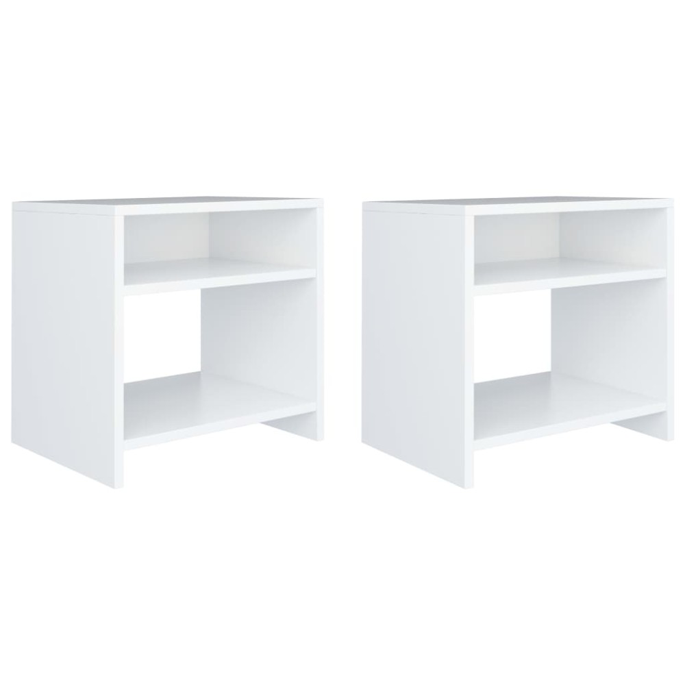 vidaXL Κομοδίνα 2 τεμ. Λευκά 40 x 30 x 40 εκ. από Επεξ. Ξύλο
