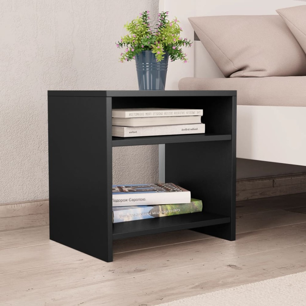 vidaXL Κομοδίνο Μαύρο 40 x 30 x 40 εκ. από Επεξ. Ξύλο