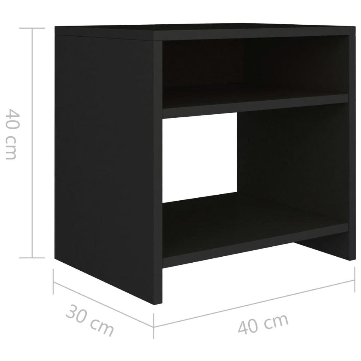 vidaXL Κομοδίνο Μαύρο 40 x 30 x 40 εκ. από Μοριοσανίδα