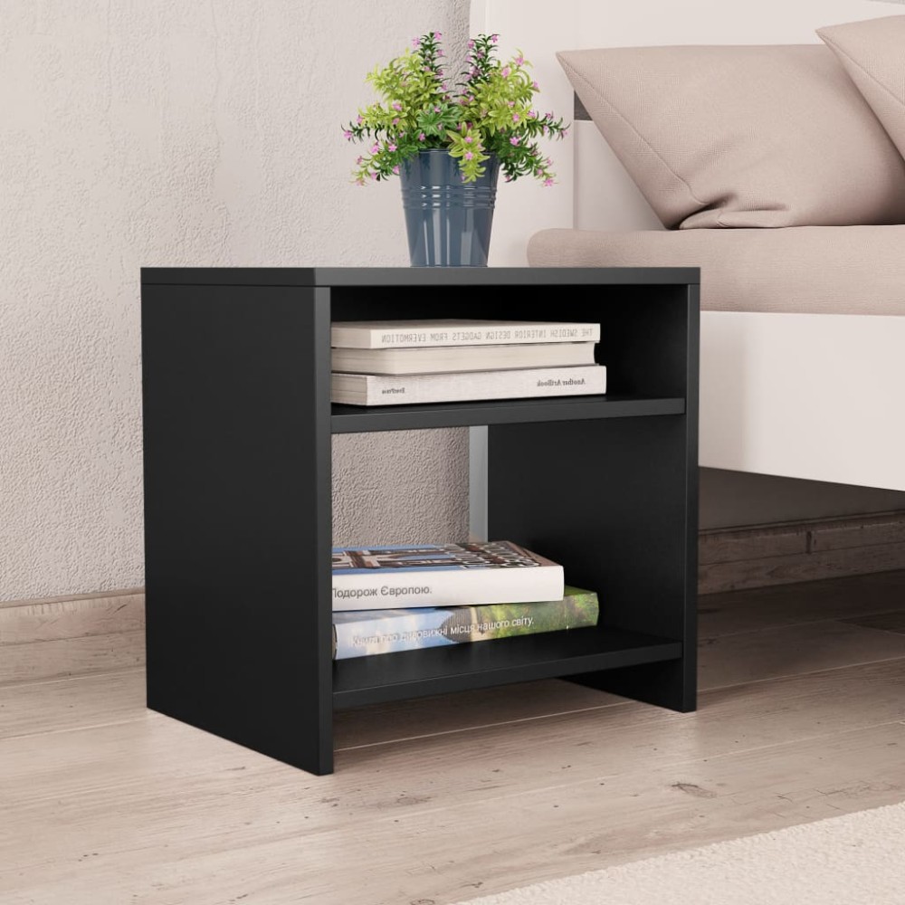 vidaXL Κομοδίνα 2 τεμ. Μαύρα 40 x 30 x 40 εκ. από Επεξ. Ξύλο