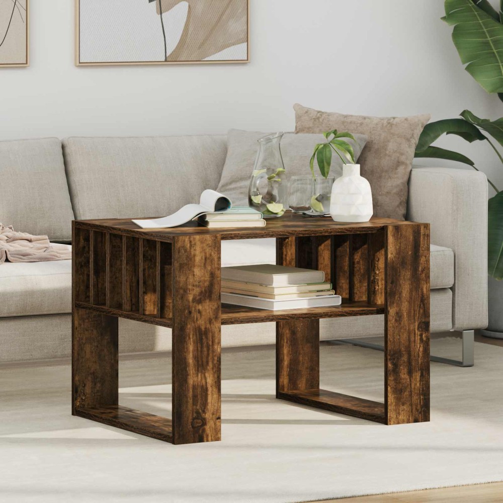 vidaXL Τραπεζάκι σαλονιού Καπνιστό Δρύς 66 x 49,5 x 45 εκ.