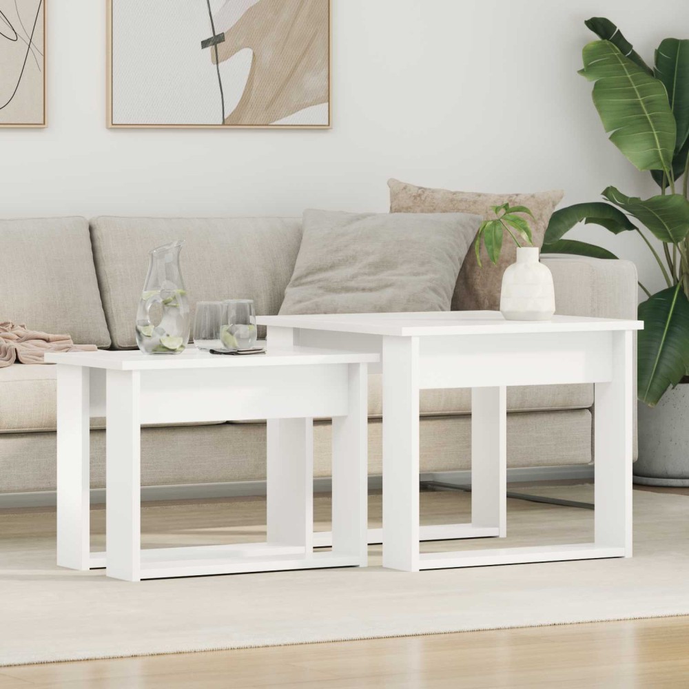 vidaXL Σετ Τραπεζιού Για Καφέ 2 τμχ. Λευκό 50 x 52 x 42 εκ