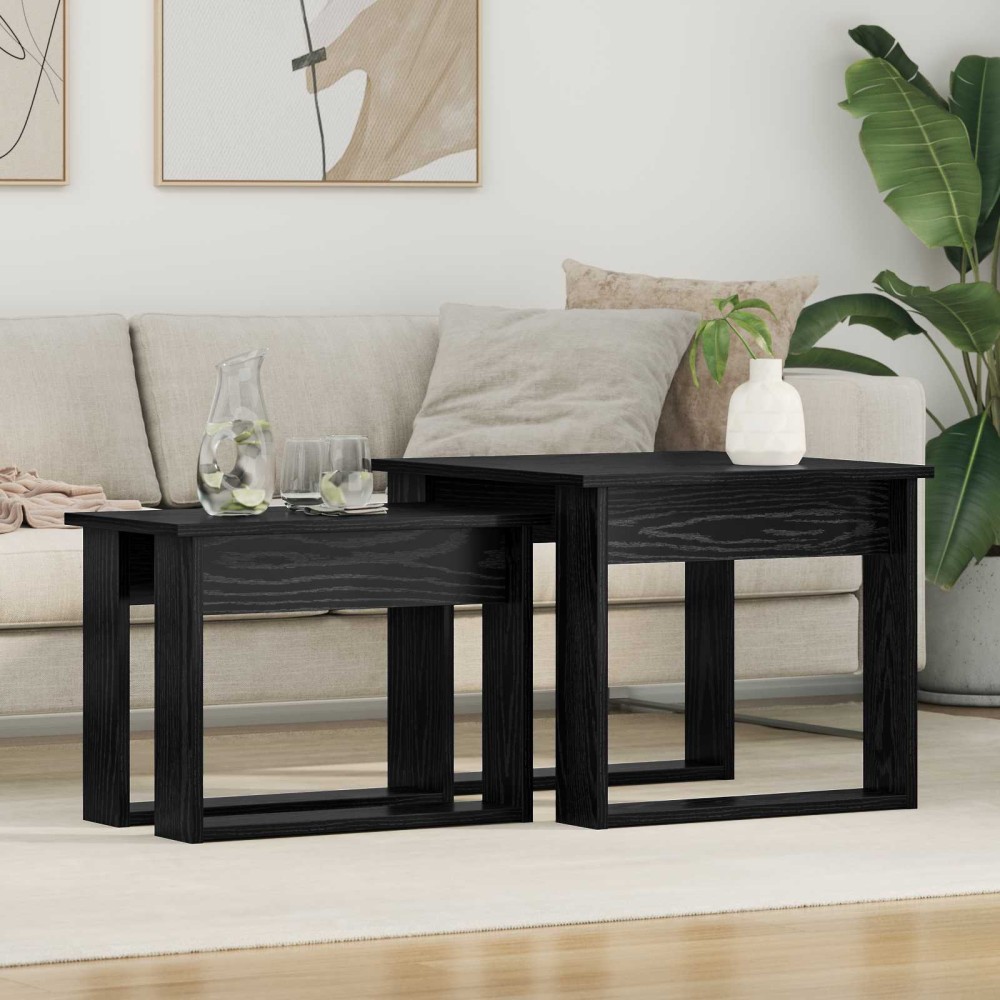 vidaXL Σετ Τραπεζιού Για Καφέ 2 τμχ. Μαύρη Οξυά 50 x 52 x 42 εκ