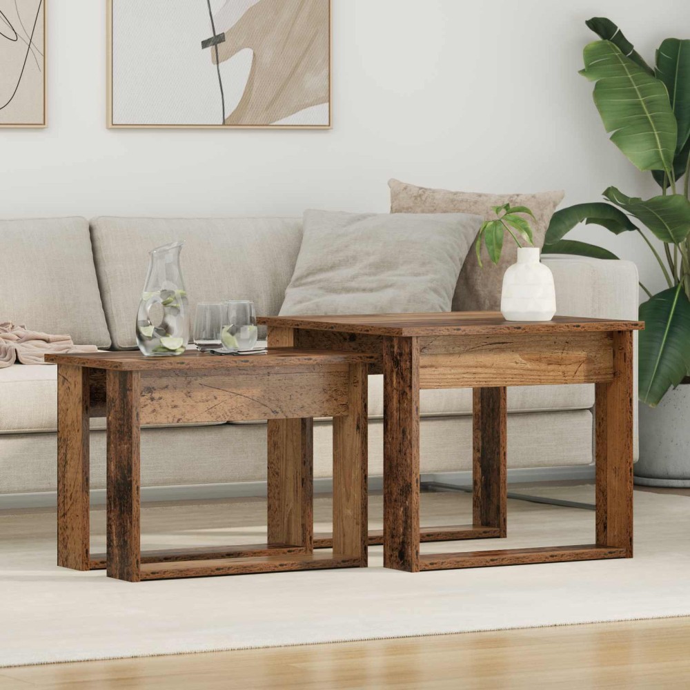 vidaXL Σετ Τραπεζιού Για Καφέ 2 τμχ. Παλιό ξύλο 50 x 52 x 42 εκ