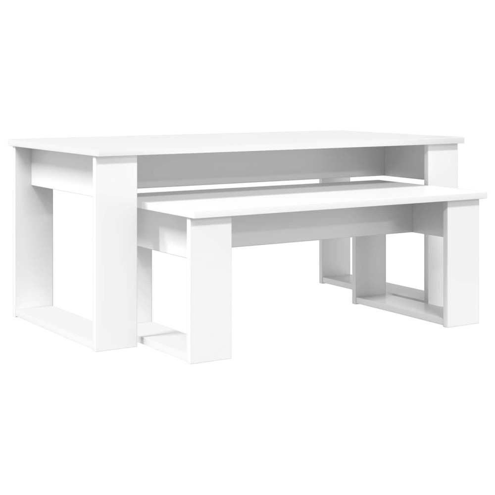 vidaXL Σετ Τραπεζιού Για Καφέ 2 τμχ. Λευκό 100 x 50 x 42 εκ
