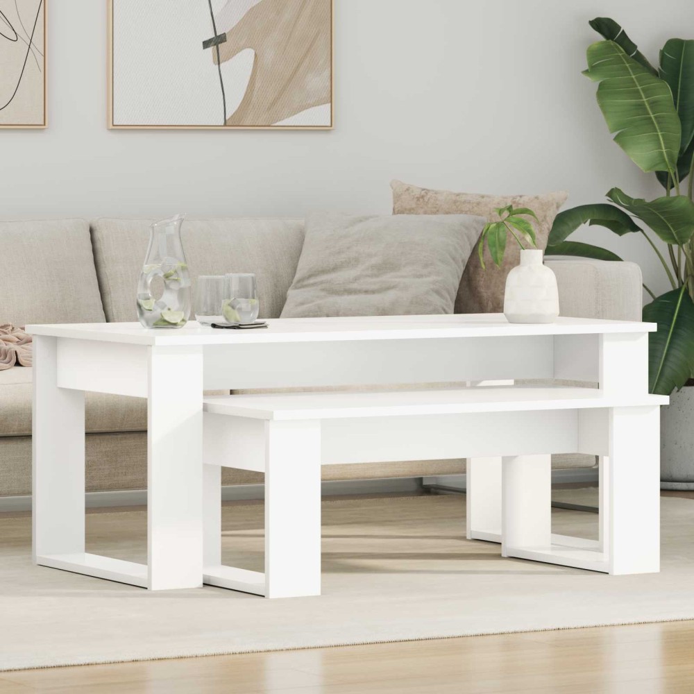 vidaXL Σετ Τραπεζιού Για Καφέ 2 τμχ. Λευκό 100 x 50 x 42 εκ