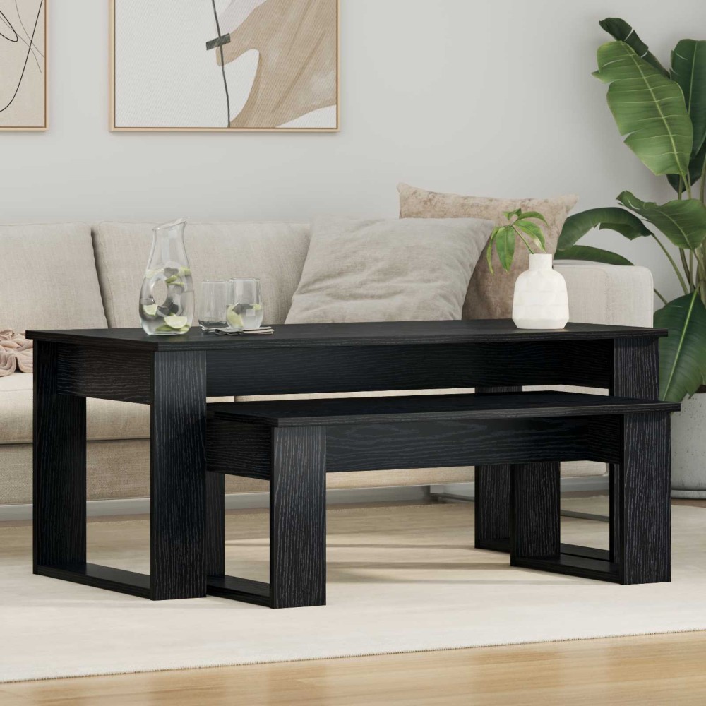 vidaXL Σετ Τραπεζιού Για Καφέ 2 τμχ. Μαύρη Οξυά 100 x 50 x 42 εκ