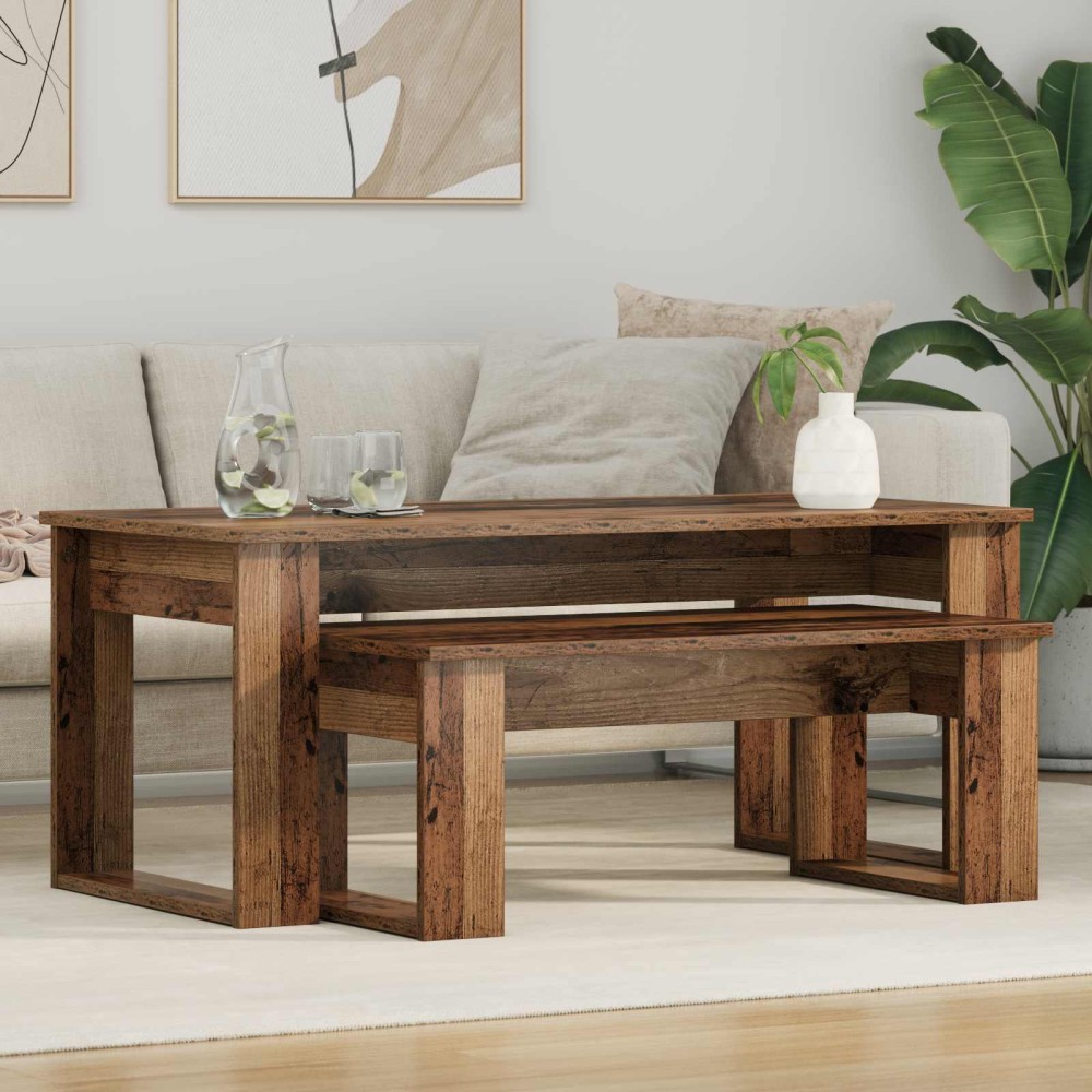 vidaXL Σετ Τραπεζιού Για Καφέ 2 τμχ. Παλιό ξύλο 100 x 50 x 42 εκ