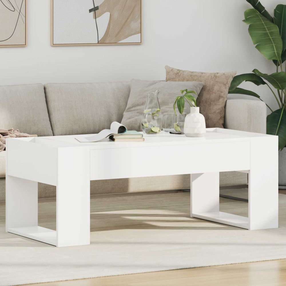 vidaXL Τραπεζάκι σαλονιού Λευκό 110 x 50 x 41 εκ Επεξεργασμένο Ξύλο