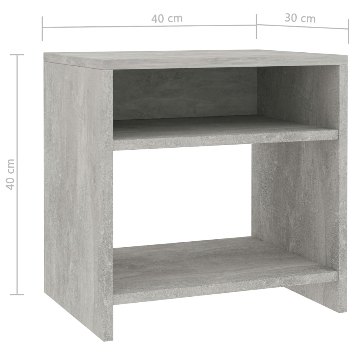 vidaXL Κομοδίνο Γκρι του Σκυροδέματος 40 x 30 x 40 εκ. από Μοριοσανίδα