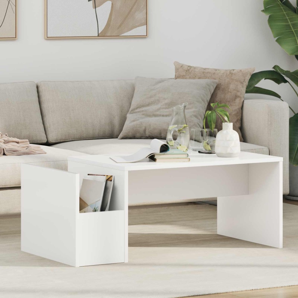 vidaXL Τραπεζάκι σαλονιού Λευκό 90 x 45 x 35 cm Επεξεργασμένο Ξύλο