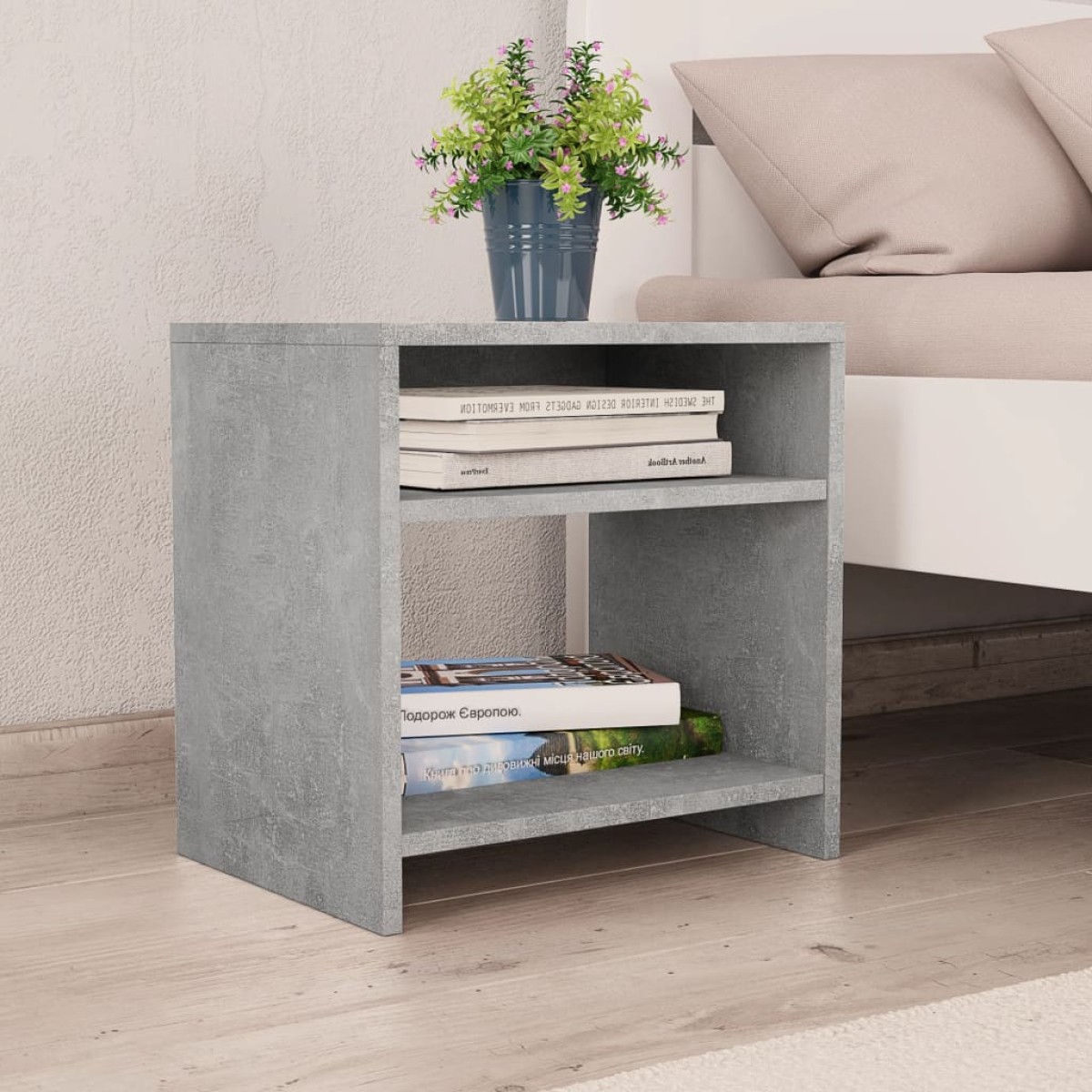 vidaXL Κομοδίνα 2 τεμ. Γκρι Σκυροδέματος 40x30x40 εκ. από Μοριοσανίδα