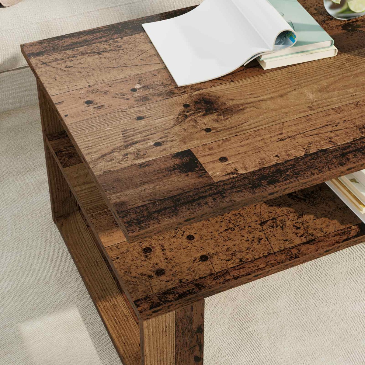 vidaXL Τραπεζάκι σαλονιού Παλιό ξύλο 90 x 50 x 40 cm