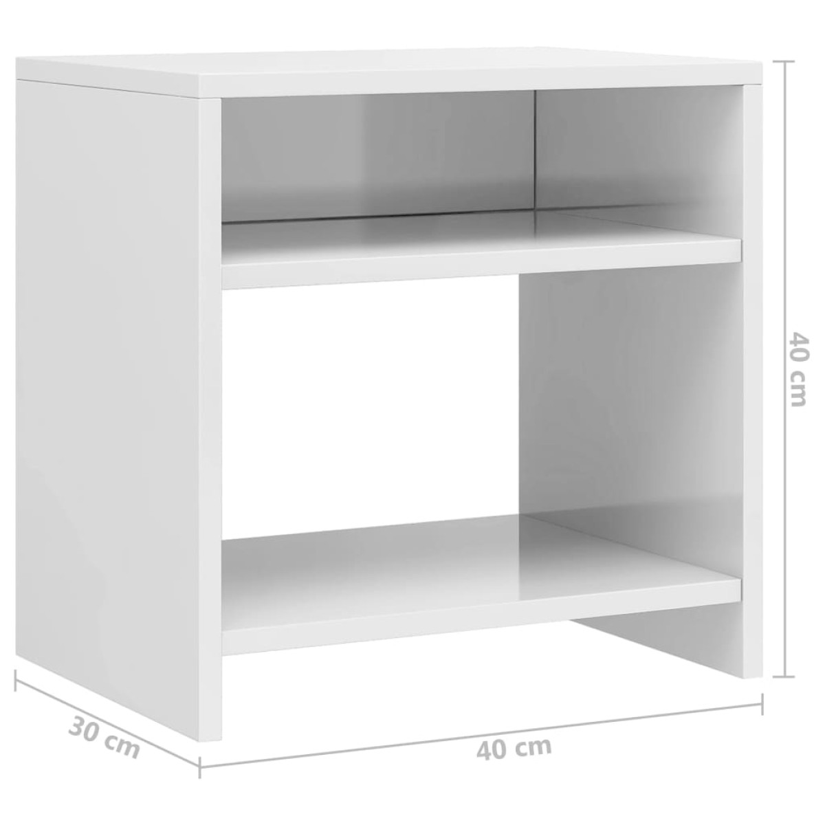 vidaXL Κομοδίνα 2 τεμ. Γυαλιστερό Λευκό 40x30x40 εκ. από Μοριοσανίδα