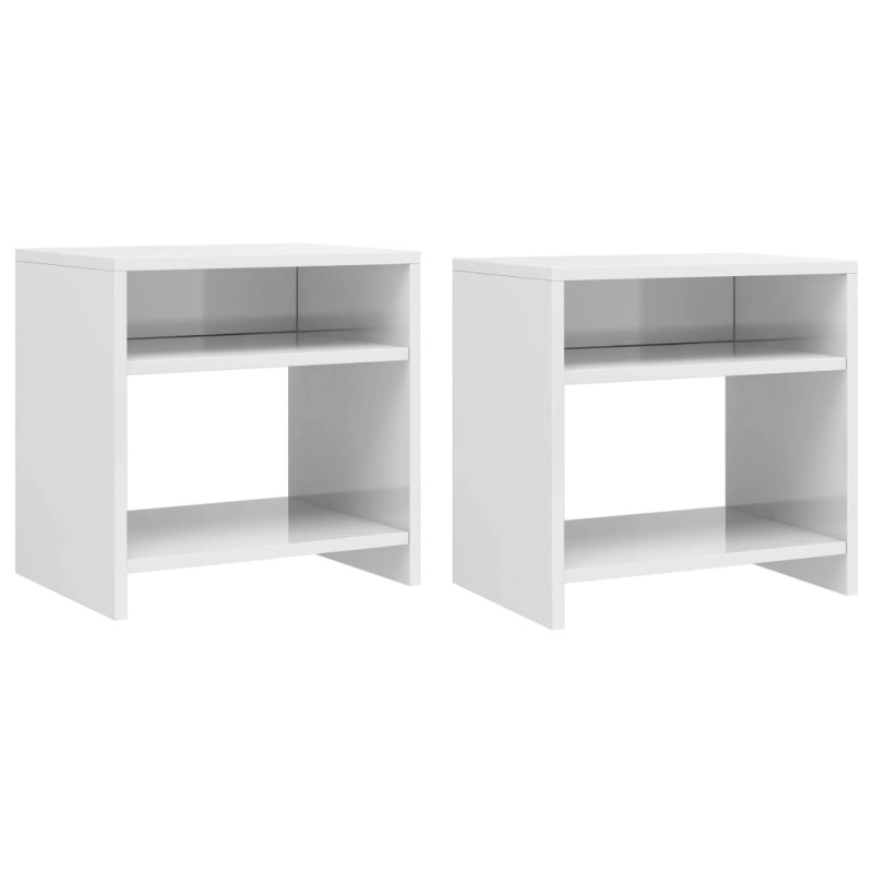 vidaXL Κομοδίνα 2 τεμ. Γυαλιστερό Λευκό 40x30x40 εκ. από Επεξ. Ξύλο
