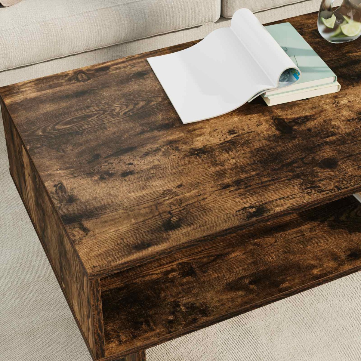 vidaXL Τραπεζάκι σαλονιού Καπνιστό Δρύς 100 x 46 x 35 εκ.