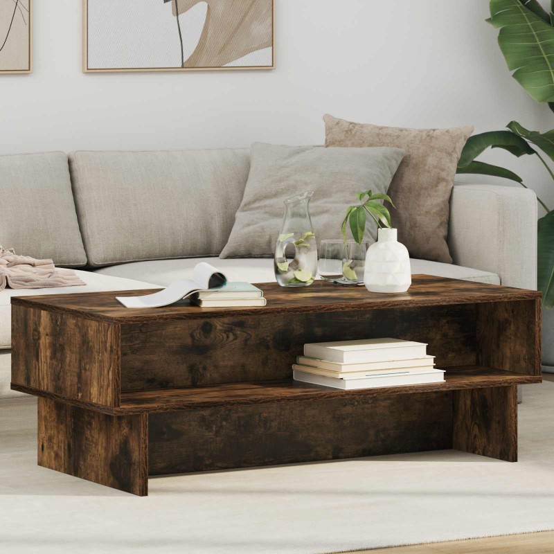 vidaXL Τραπεζάκι σαλονιού Καπνιστό Δρύς 100 x 46 x 35 εκ.