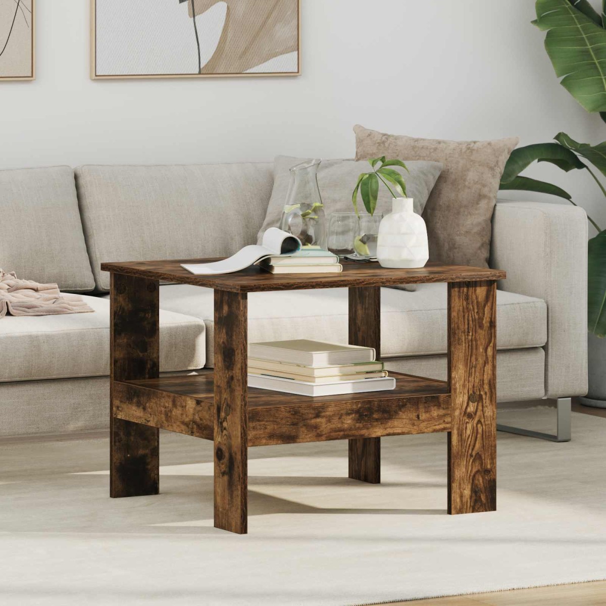 vidaXL Τραπεζάκι σαλονιού Καπνιστό Δρύς 57 x 55 x 45 εκ