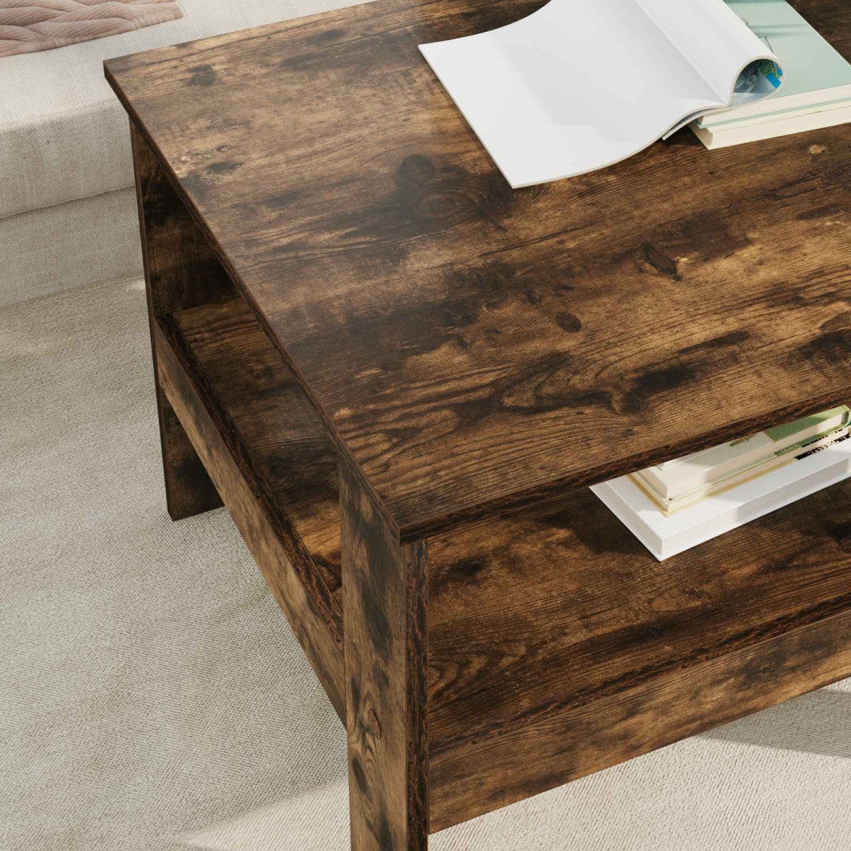 vidaXL Τραπεζάκι σαλονιού Καπνιστό Δρύς 57 x 55 x 45 εκ