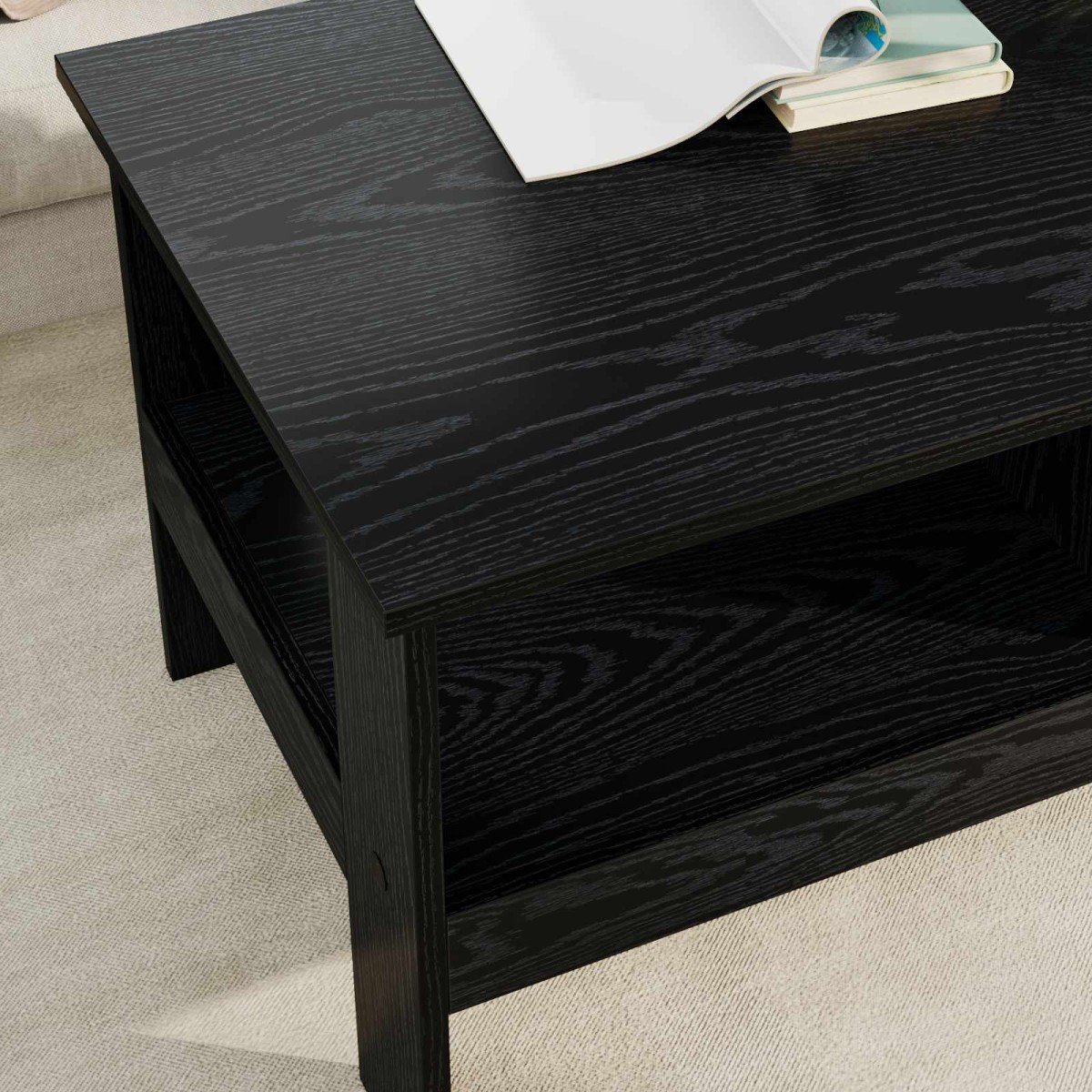 vidaXL Τραπεζάκι σαλονιού Μαύρη Οξυά 90 x 50 x 45 cm