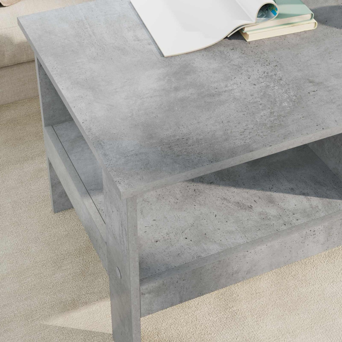 vidaXL Τραπεζάκι σαλονιού Σκυρόδεμα Γκρι 90 x 50 x 45 cm