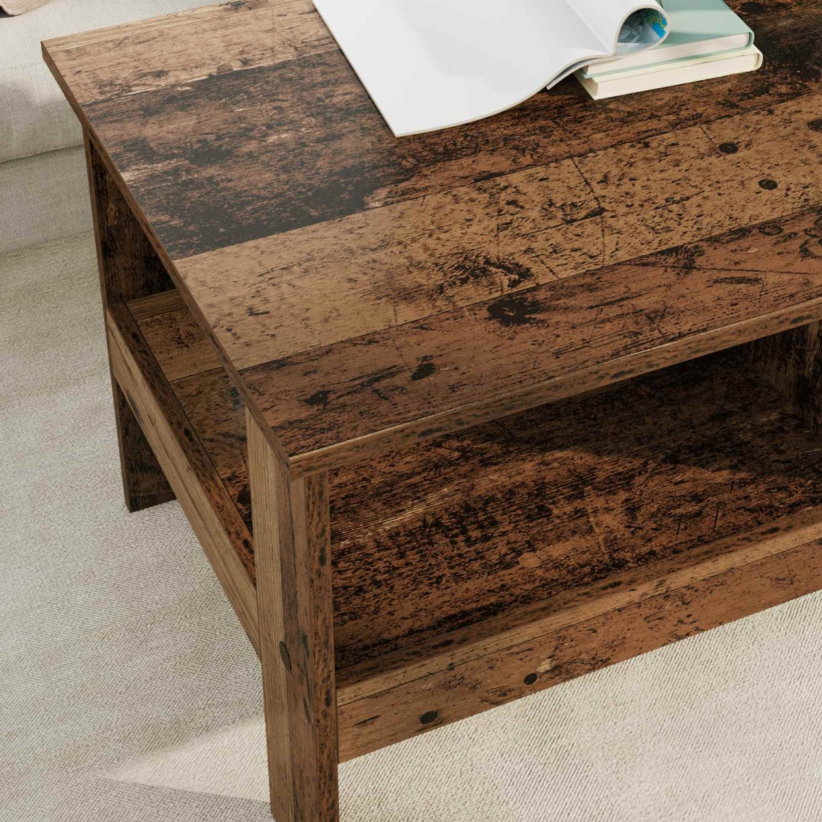 vidaXL Τραπεζάκι σαλονιού Παλιό ξύλο 90 x 50 x 45 cm