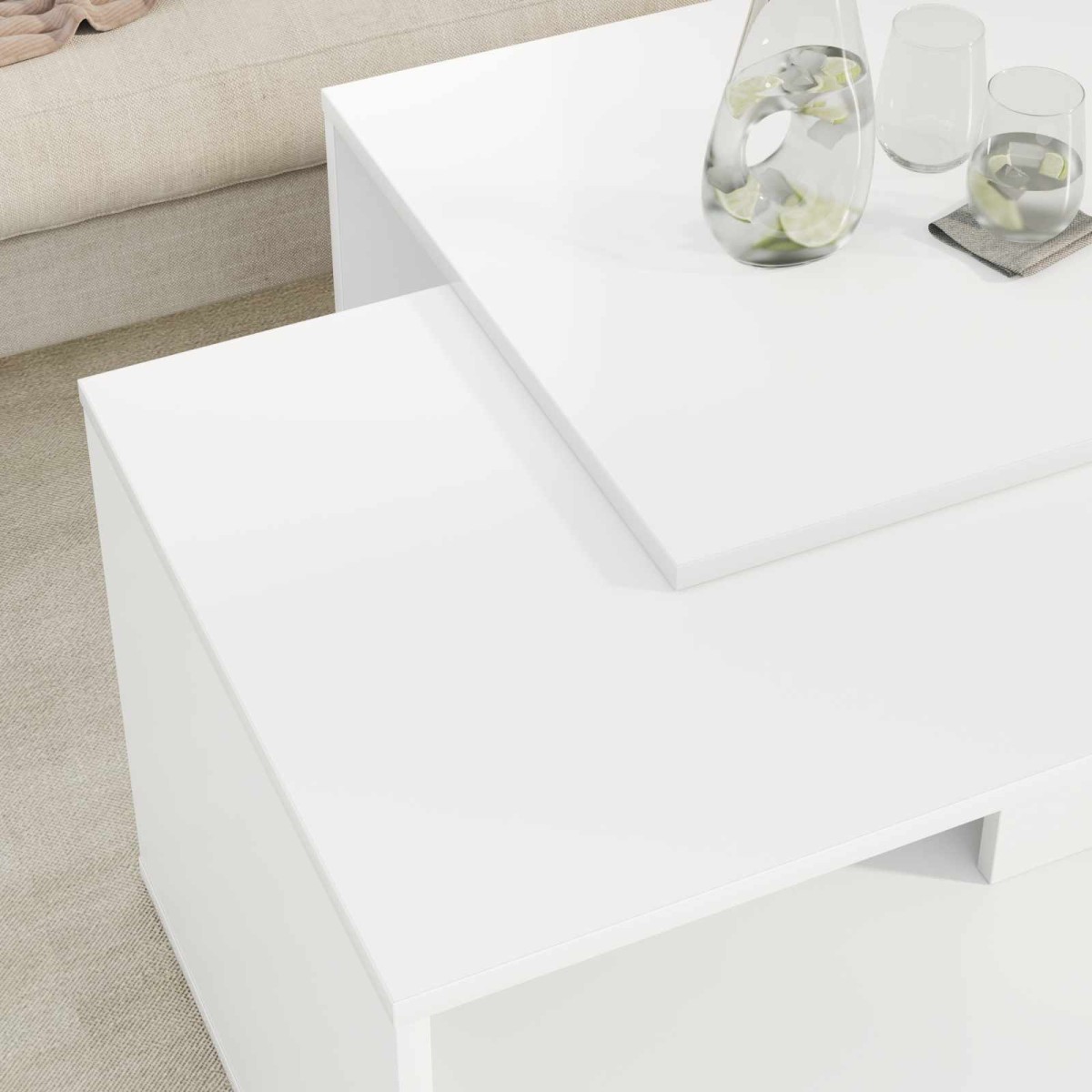 vidaXL Σετ Τραπεζιού Για Καφέ 2 τμχ. Λευκό 90 x 48 x 40 εκ
