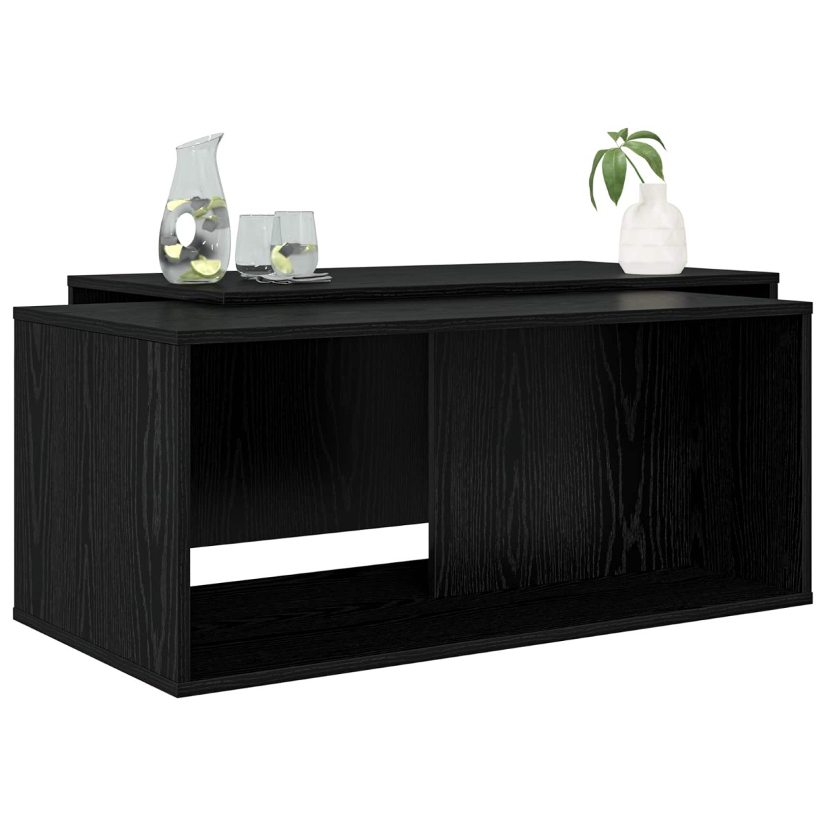 vidaXL Σετ Τραπεζιού Για Καφέ 2 τμχ. Μαύρη Οξυά 90 x 48 x 40 εκ