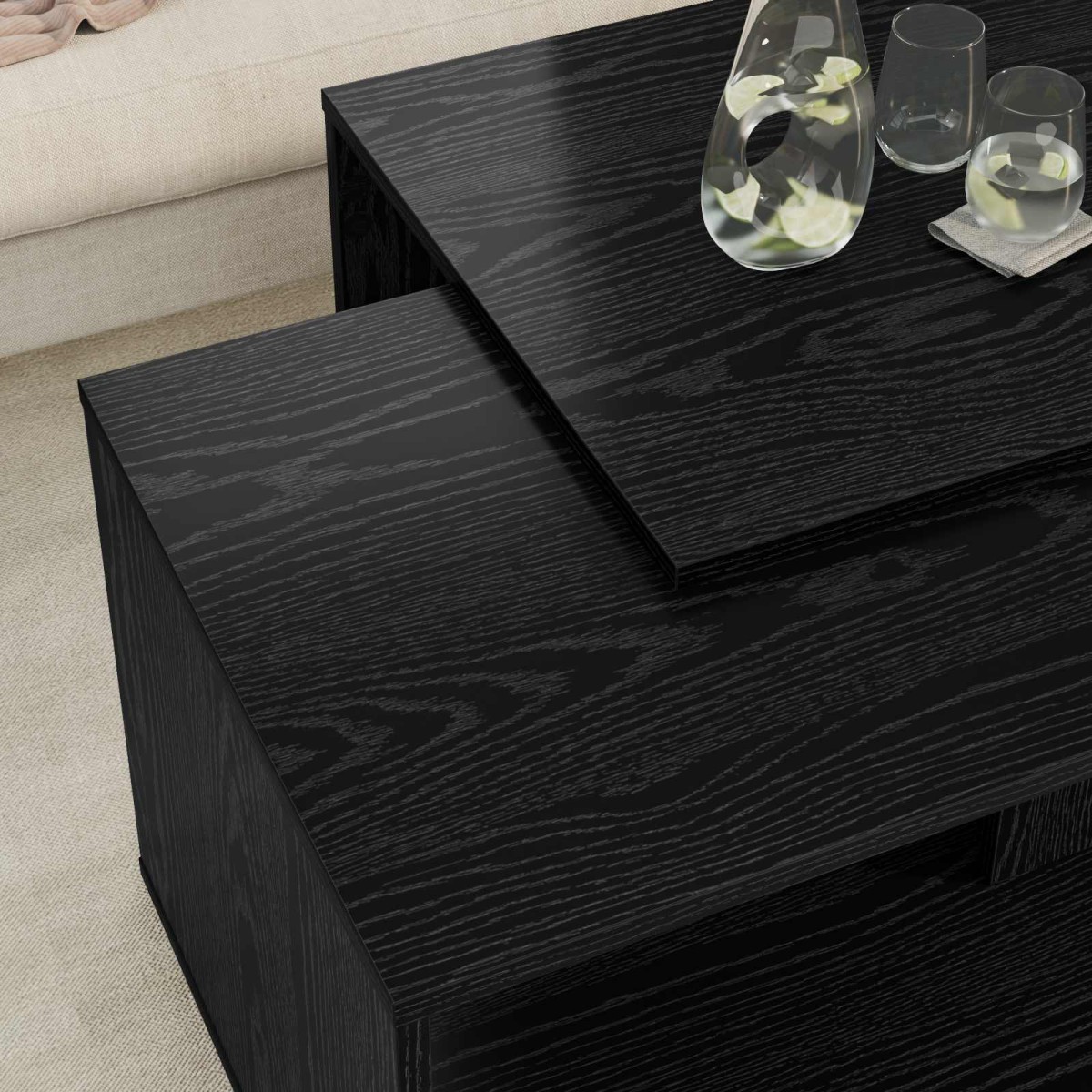 vidaXL Σετ Τραπεζιού Για Καφέ 2 τμχ. Μαύρη Οξυά 90 x 48 x 40 εκ