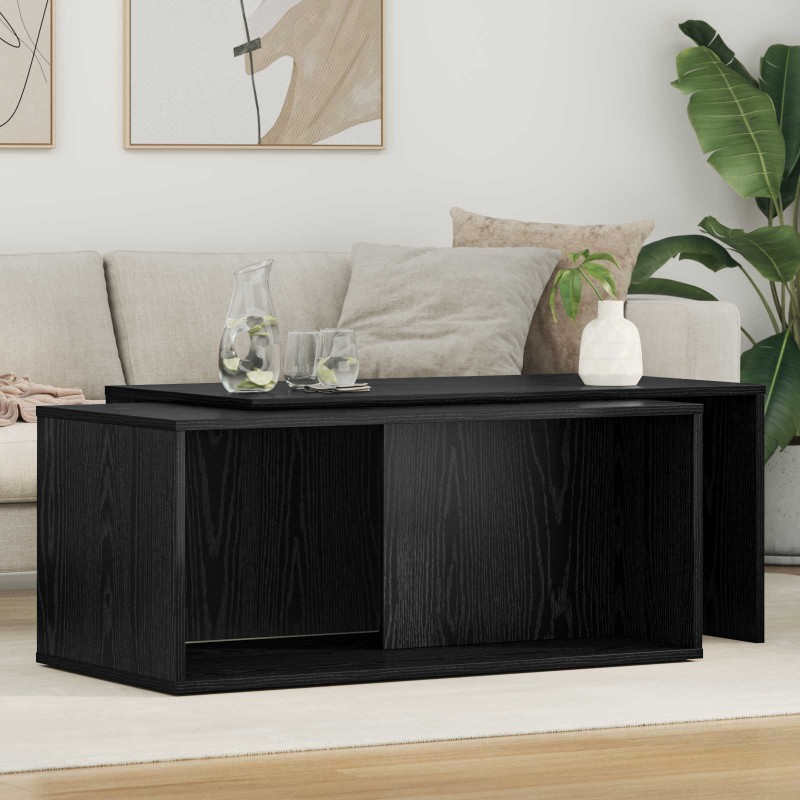 vidaXL Σετ Τραπεζιού Για Καφέ 2 τμχ. Μαύρη Οξυά 90 x 48 x 40 εκ