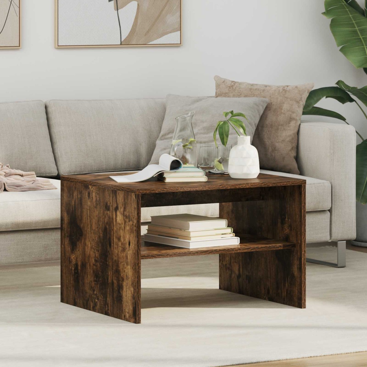vidaXL Τραπεζάκι σαλονιού Καπνιστό Δρύς 60 x 50 x 40 εκ