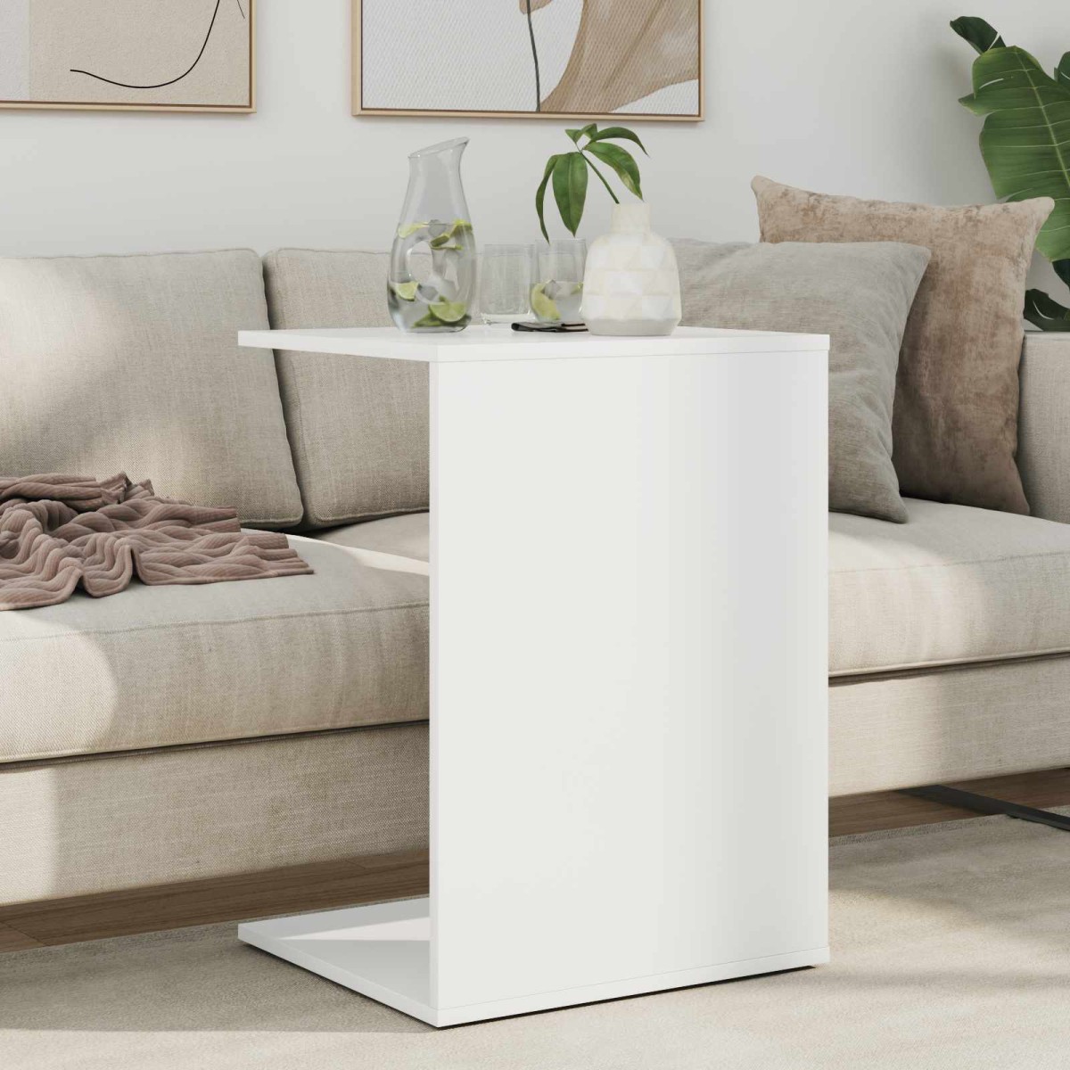 vidaXL Τραπεζάκι Πλευράς Λευκό 45 x 40 x 62,5 εκ. Επεξεργασμένο Ξύλο