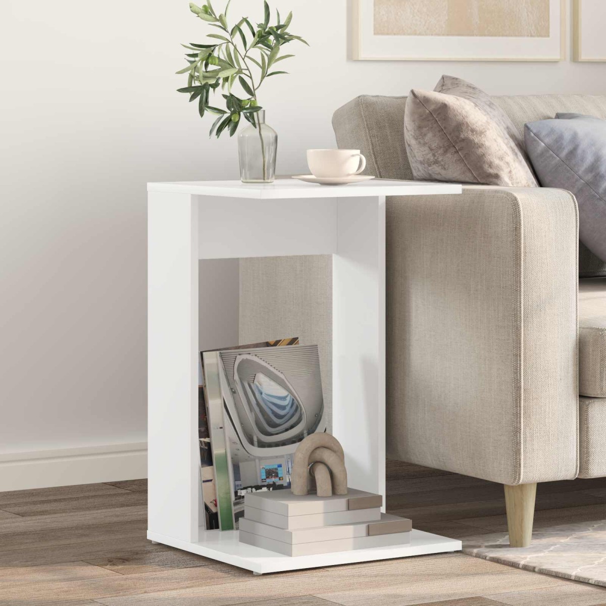 vidaXL Τραπεζάκι Πλευράς Λευκό 40 x 38 x 62,5 εκ Επεξεργασμένο Ξύλο