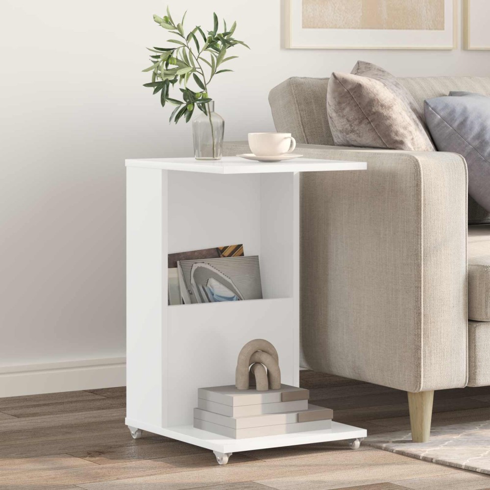 vidaXL Τραπεζάκι Πλευράς Λευκό 40 x 35 x 60 εκ. Επεξεργασμένο Ξύλο