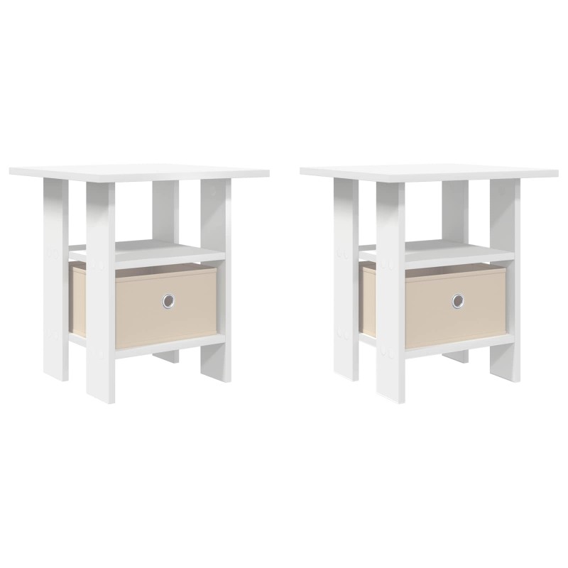 vidaXL Κομοδίνο 2 τμχ. Λευκό 41 x 40 x 45 εκ Επεξεργασμένο Ξύλο