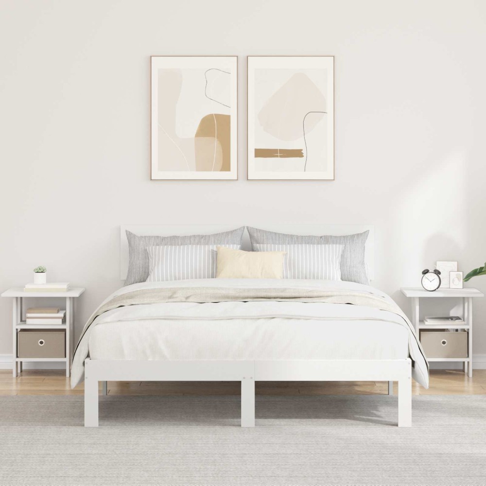 vidaXL Κομοδίνο 2 τμχ. Λευκό 41 x 40 x 45 εκ Επεξεργασμένο Ξύλο