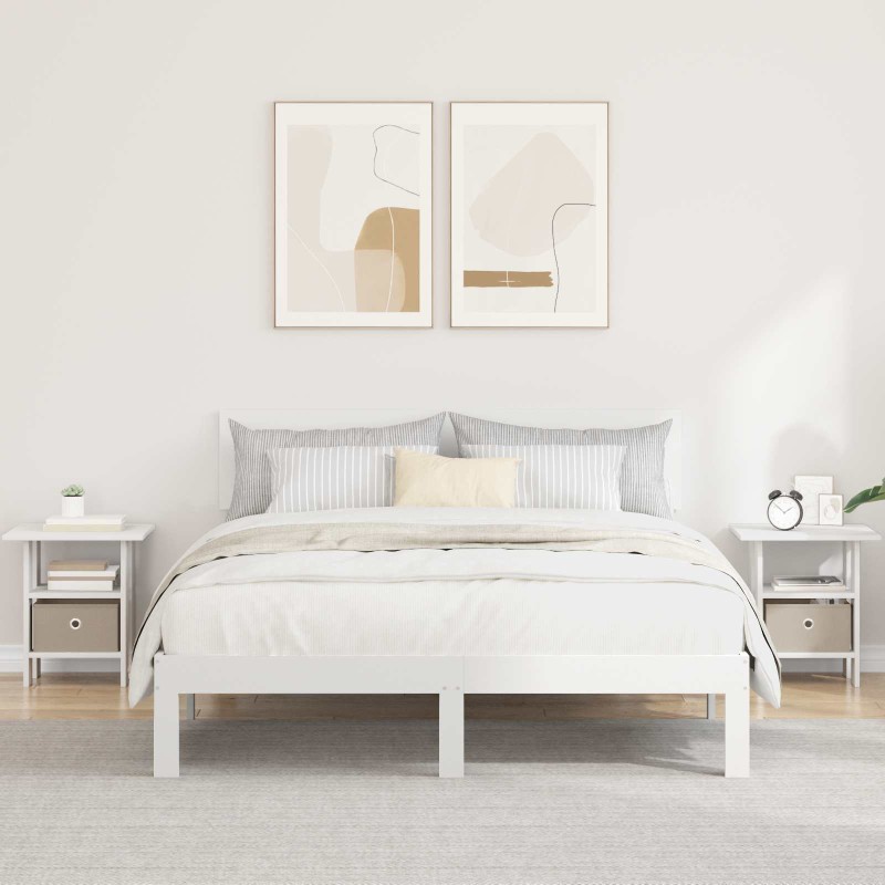 vidaXL Κομοδίνο 2 τμχ. Λευκό 41 x 40 x 45 εκ Επεξεργασμένο Ξύλο