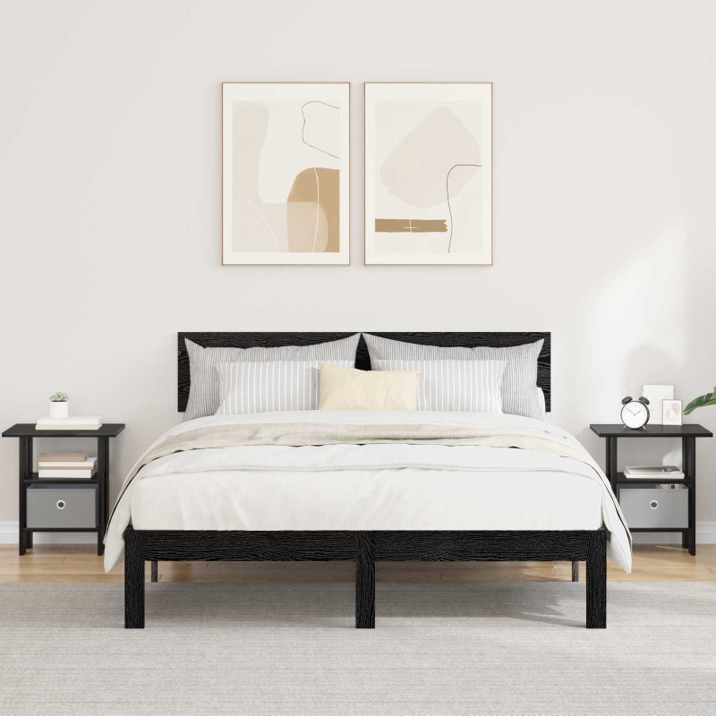 vidaXL Κομοδίνο 2 τμχ. Μαύρη Οξυά 41 x 40 x 45 εκ Επεξεργασμένο Ξύλο