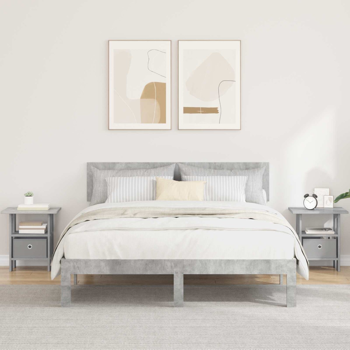 vidaXL Κομοδίνο 2 τμχ. Σκυρόδεμα Γκρι 41 x 40 x 45 εκ