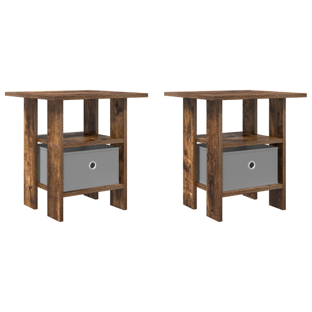 vidaXL Κομοδίνο 2 τμχ. Καπνιστό Δρύς 41 x 40 x 45 εκ